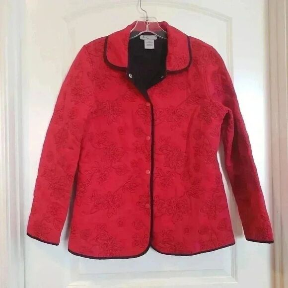Analogy Women’s Red w/Black Embroidered Jacket - Picture 2 of 12